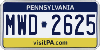 PA license plate MWD2625
