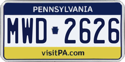 PA license plate MWD2626