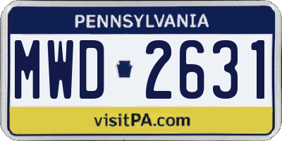 PA license plate MWD2631