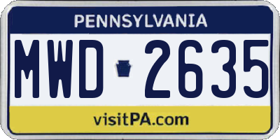 PA license plate MWD2635