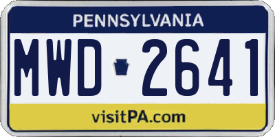 PA license plate MWD2641