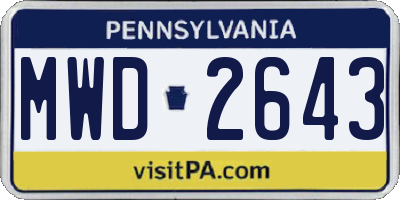 PA license plate MWD2643