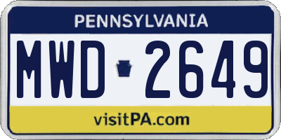PA license plate MWD2649