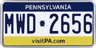 PA license plate MWD2656