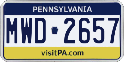 PA license plate MWD2657