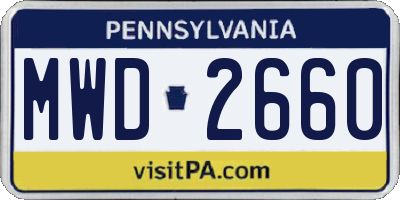 PA license plate MWD2660