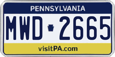 PA license plate MWD2665