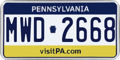 PA license plate MWD2668