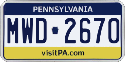 PA license plate MWD2670