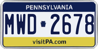 PA license plate MWD2678