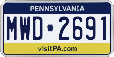 PA license plate MWD2691