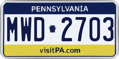 PA license plate MWD2703