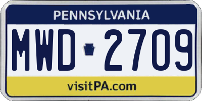 PA license plate MWD2709