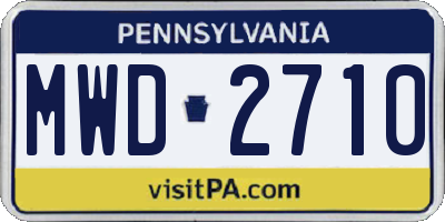 PA license plate MWD2710