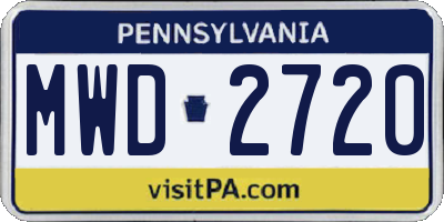 PA license plate MWD2720