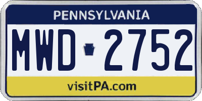 PA license plate MWD2752