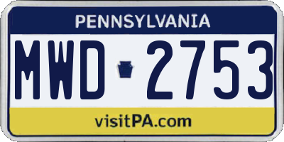 PA license plate MWD2753