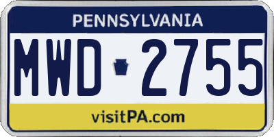 PA license plate MWD2755