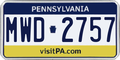 PA license plate MWD2757