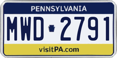 PA license plate MWD2791