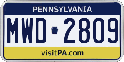 PA license plate MWD2809