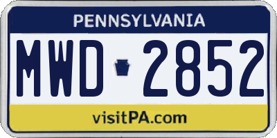 PA license plate MWD2852