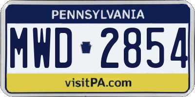 PA license plate MWD2854