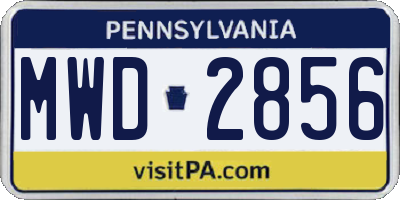 PA license plate MWD2856