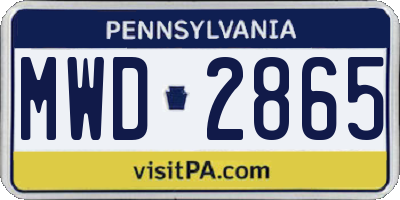 PA license plate MWD2865