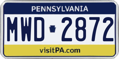PA license plate MWD2872