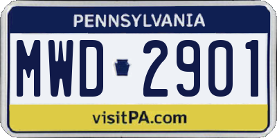 PA license plate MWD2901