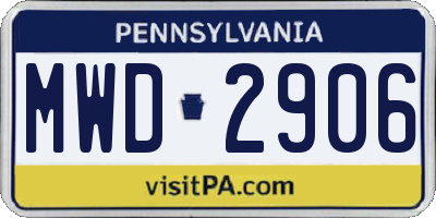 PA license plate MWD2906