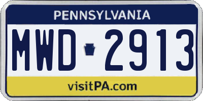 PA license plate MWD2913