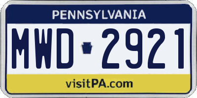 PA license plate MWD2921