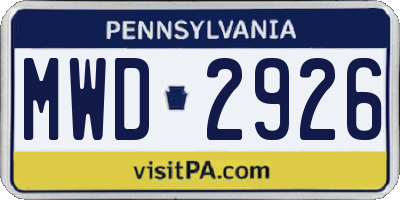 PA license plate MWD2926