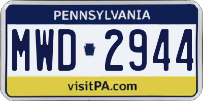 PA license plate MWD2944