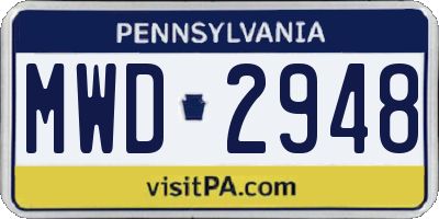 PA license plate MWD2948
