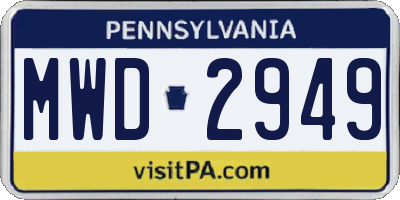PA license plate MWD2949