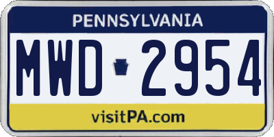 PA license plate MWD2954