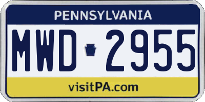 PA license plate MWD2955