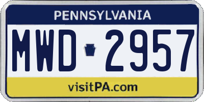 PA license plate MWD2957
