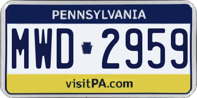 PA license plate MWD2959