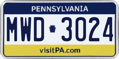 PA license plate MWD3024