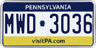 PA license plate MWD3036