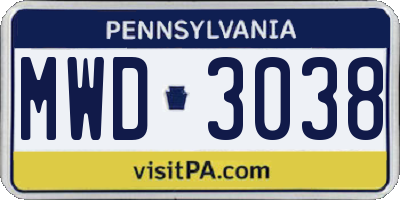 PA license plate MWD3038