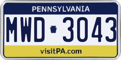 PA license plate MWD3043