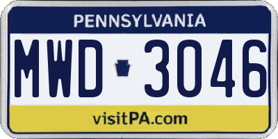 PA license plate MWD3046