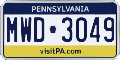 PA license plate MWD3049