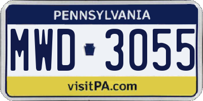 PA license plate MWD3055