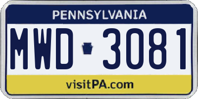 PA license plate MWD3081